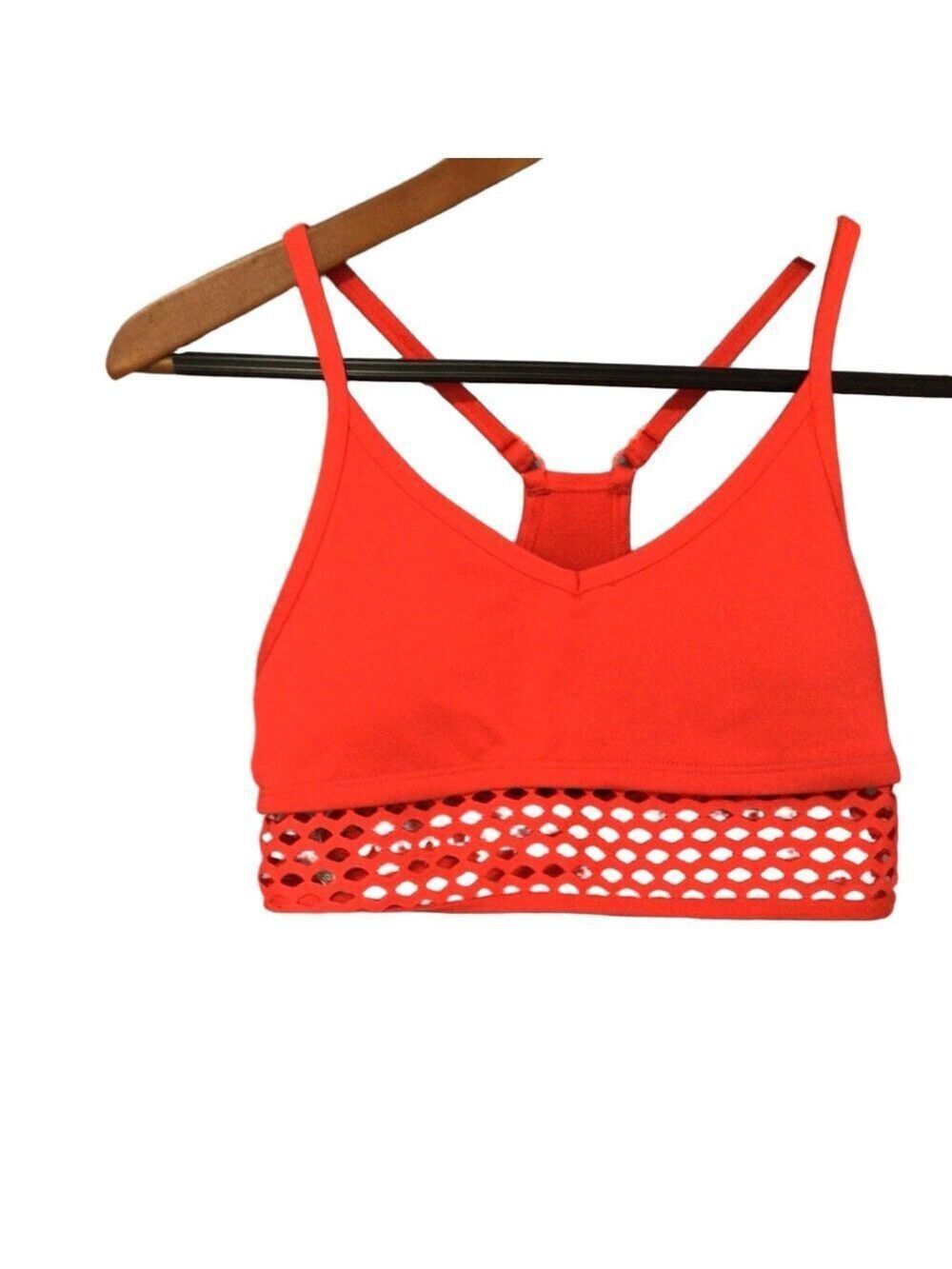 Victoria’s Secret PINK Red Mesh Panel Sports Bra Size Small